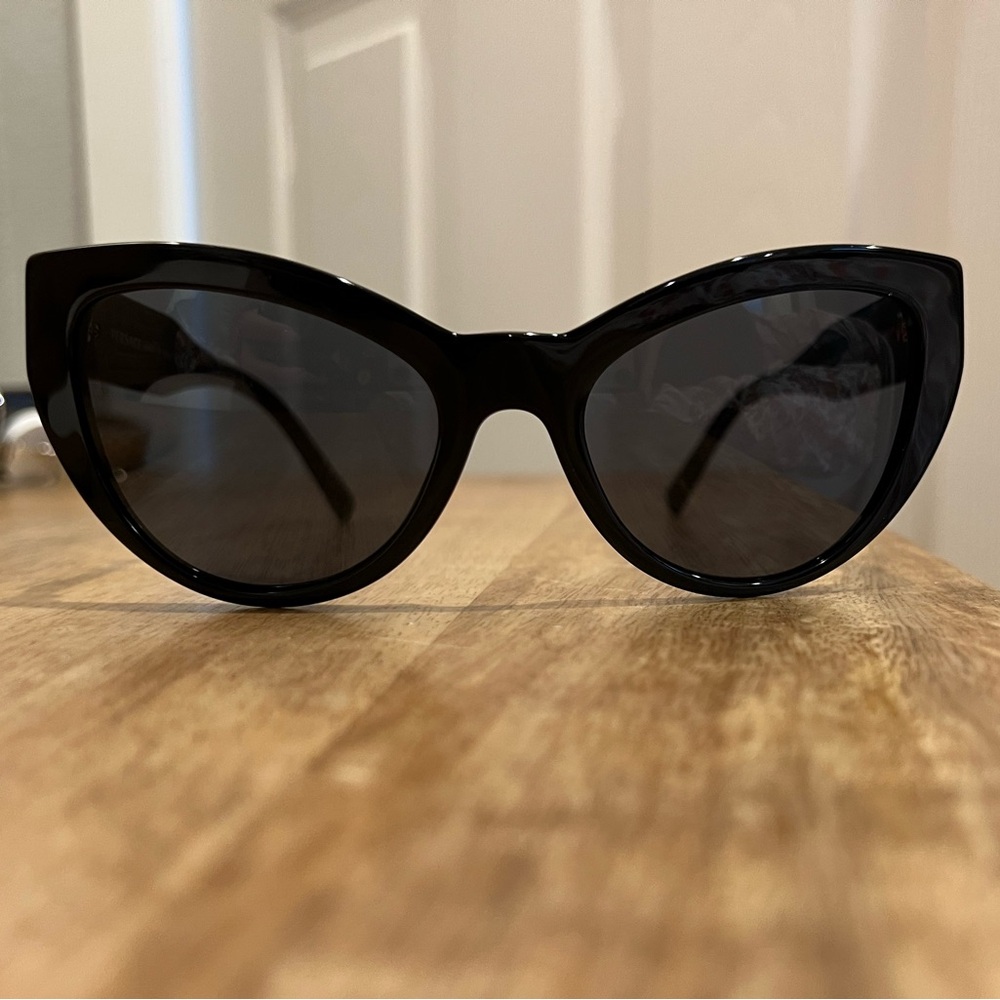 Versace Black Cat Eye Sunglasses with Rhinestone Logo